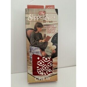 Vintage Ladies The Slipper Sock Traction Sole-Red & White-Size 9-11-Original Box